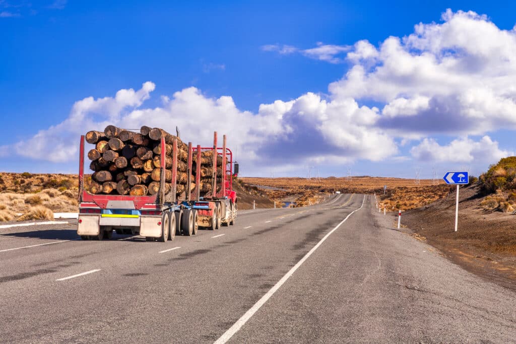 logging truck on NZ roads